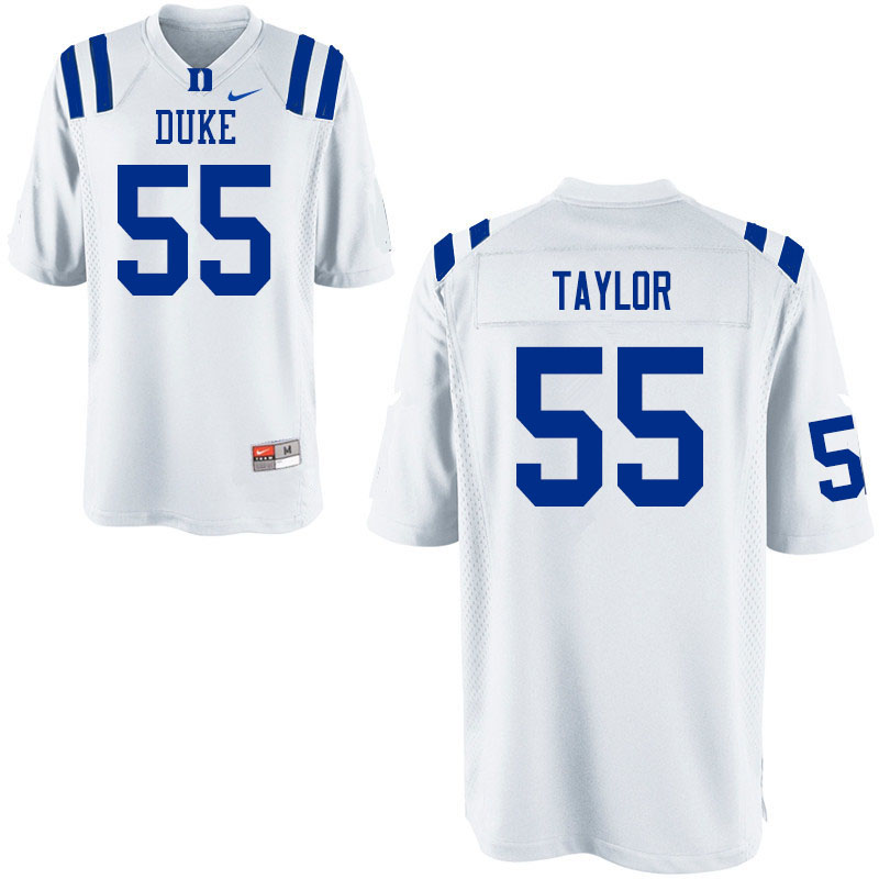 Men #55 Will Taylor Duke Blue Devils College Football Jerseys Sale-White